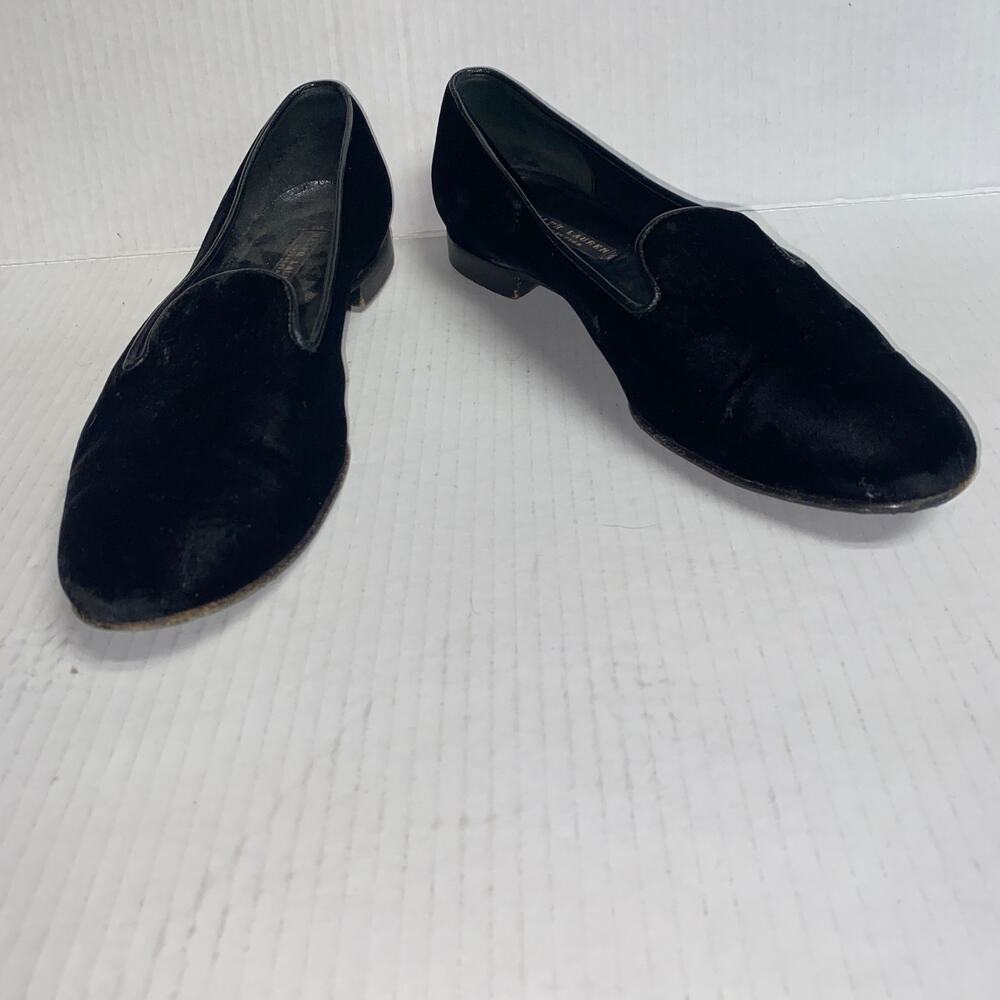 Ralph Lauren Collection Purple Label Black Velvet Slip On Dress Shoes Women's 10